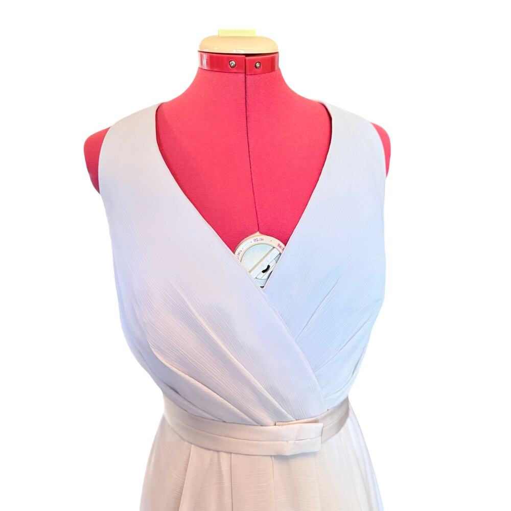 Vera Wang White Sterling Bridesmaid Gown Size 16 Ice Blue Gray Crisscross Back - Picture 2 of 11